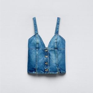 Zara trf button up denim crop top